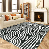 Garvee Modern Washable Area Rug 4x6, Soft Living Room Carpet, Arch Pattern, Non-Slip, 100% Polyester, Bedroom Laundry Office, Grey - Gray