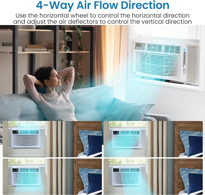 Garvee 8000 BTU Window Air Conditioner U-Shaped With RC, High-Efficiency Cooling Small Window Air Conditioner with Remote Control and Washable Filter, Quiet Operation, Cooling Up to 250 Sq Ft, 115V/60Hz