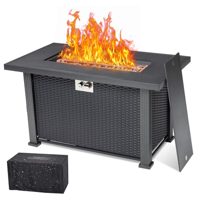 GARVEE 44 Inch Propane Fire Pit Table 50000BTU Rectangle Table with Cover
