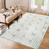 Garvee Modern 5x7 Area Rug with Arch Pattern, 100% Polyester, Non-Slip, Machine Washable, Ideal for Living Room, Bedroom, Nursery, Dining Room, Grey - Gray