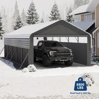 Garvee 12'X24'X9' Enclosed Oversized Metal Carport, Steel Heavy Duty Carport for All-Weather, Permanent Shelter for Full-Size Pickup Trucks, Boats, and Tractors