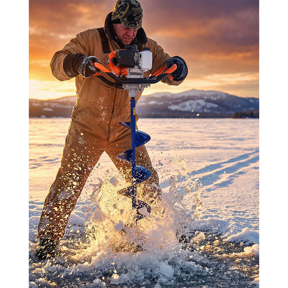 Garvee 2-in-1 Gas Powered 52CC 2-Stroke Ice Auger & Earth Auger Kit with 10" Ice Drill and 5.9" Ground Drill Bit for Ice Fishing and Post Hole Digging, EPA Certified