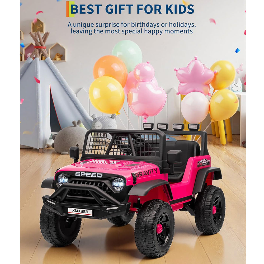 Garvee 12V Kids Electric Ride On Car with Remote Control, Bluetooth Music Player, LED Lights, EVA Material, Dual Drive, Safety Features, Outdoor Play