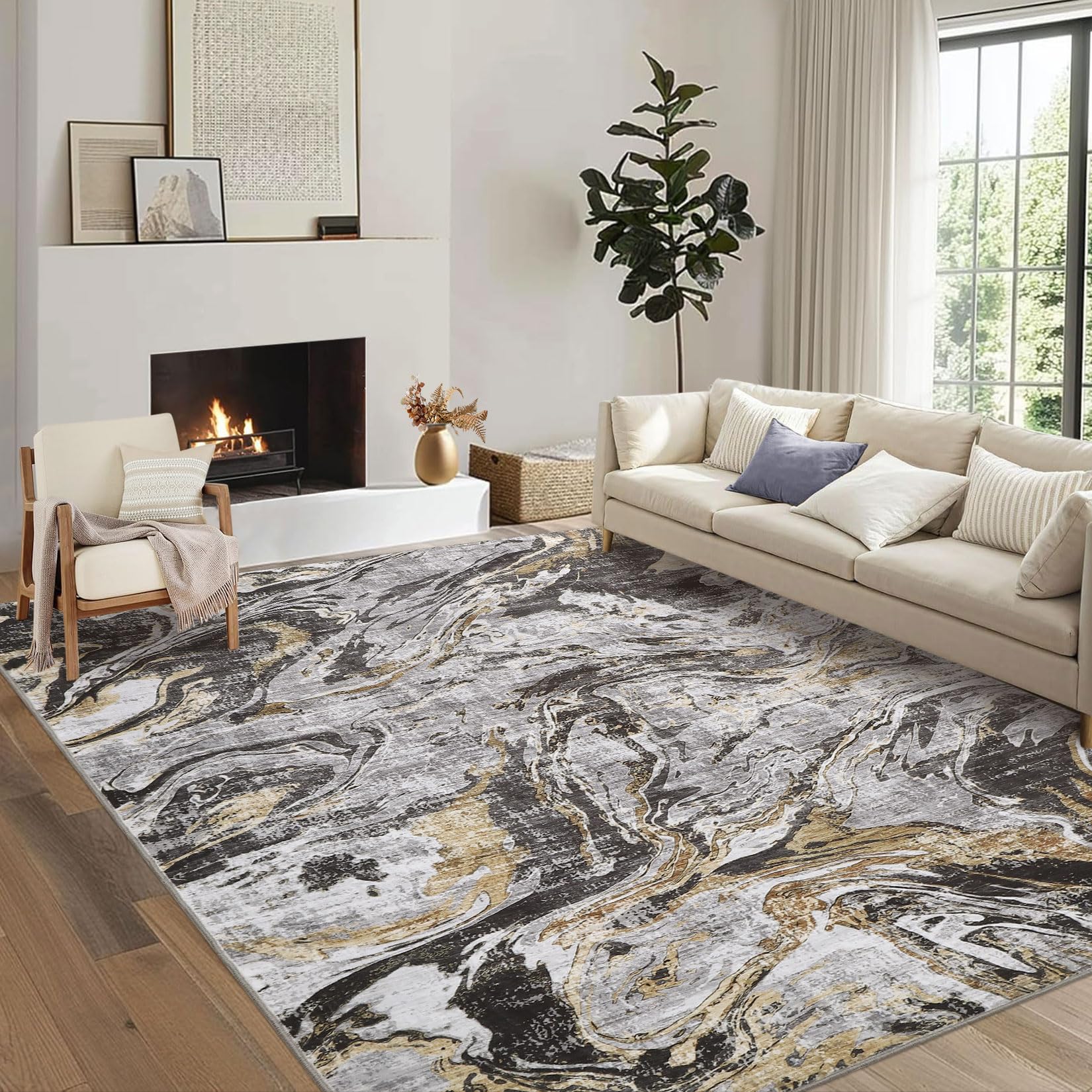 GARVEE Modern Abstract Area Rug - Soft, Non-Slip, Machine Washable