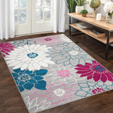 Garvee Large Area Rug 8x10 Floral Rug Washable Rug Modern Farmhouse Living Room Rug Non Shedding Easy Cleaning Indoor Carpet Non Slip Accent Distressed Throw Rug, Light Grey - Light Gray