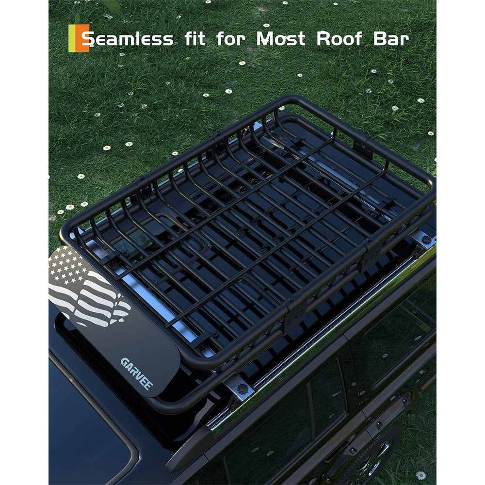 Garvee 84" x 39" x 6" Universal Roof Rack Basket, Heavy Duty Cargo Carrier for SUVs, Trucks, Vehicles, Black