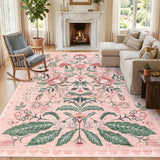 Garvee Large Area Rug Vintage Floral Washable Rugs for Living Room Bedroom 9x12 Pink - Pink