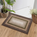 Garvee Bordered Moss Brown 2x3 Machine Washable Non Slip Low Pile Pet Friendly Braided Print Mat Stain Resistant for Entryway Bathroom Kitchen - Moss Brown
