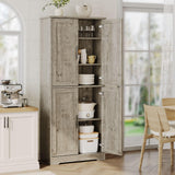 Garvee Kitchen Pantry Cabinet, Freestanding Pantry Storage Cabinet with Doors and Shelves, 70" Cupboard, Modern Tall Cabinet for Dining Room, Grey - Grey