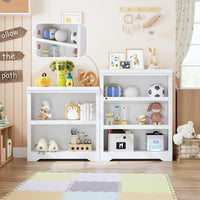 Garvee 3 Tier Bookshelf, 39.4" Tall Farmhouse Bookcase with Adjustable Shelves, 31.5" W Floor Standing Open Display Storage Rack with Anti-Slip Design for Home Office, Balcony, Library, Study / Living Room, White