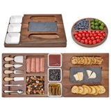 Garvee Acacia Charcuterie Boards and Knife Set, (27.6" x 11") Magnetic Extra Large Cheese Board Set with 3 Bowls & Marble Cutting Slate & Fruit Tray, Cheese Platter, House Warming Gifts