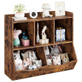 Garvee Kids Bookshelf, Toy Storage Organizer, Toy Storage Cabinet with Five Storage Spaces, Suitable for Children's Room, Playroom, Nursery and School (Retro Brown) - Retro Brown