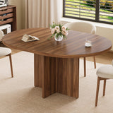 Garvee Extendable Kitchen Table for 4-8 People, Round to Oval Dining Table, 59 Inch Walnut, Space Saving & Durable