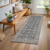 Garvee Washable Area Rugs Non-Slip Vintage Distress Large Rugs for Living Room Bedroom Nursery Office Neutral Oriental Thin Carpet - Dark Gray