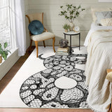 Garvee Animal Print Black & White 5x7 Washable Area Rug – Modern Snake Pattern, Non-Slip Low-Pile Carpet for Living Room, Bedroom, or Office - Black & White