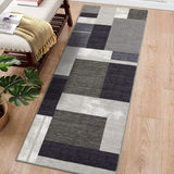 Garvee Area Rug 2x6 Runner Rug Washable Rug Modern Boxes Hallway Runners Non-Slip Entryway Runners Indoor Geometric Patchwork Throw Carpet Non-Shedding Floor Mat Bedroom Bedside Laundry Kitchen Brown - Brown