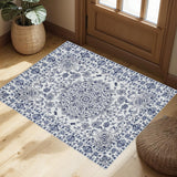 Garvee 3x5 Ft Vintage Distressed Medallion Area Rug - Machine Washable Non-Slip Boho Floral Carpet for Living Room Bedroom Dining Room - Blue - Blue