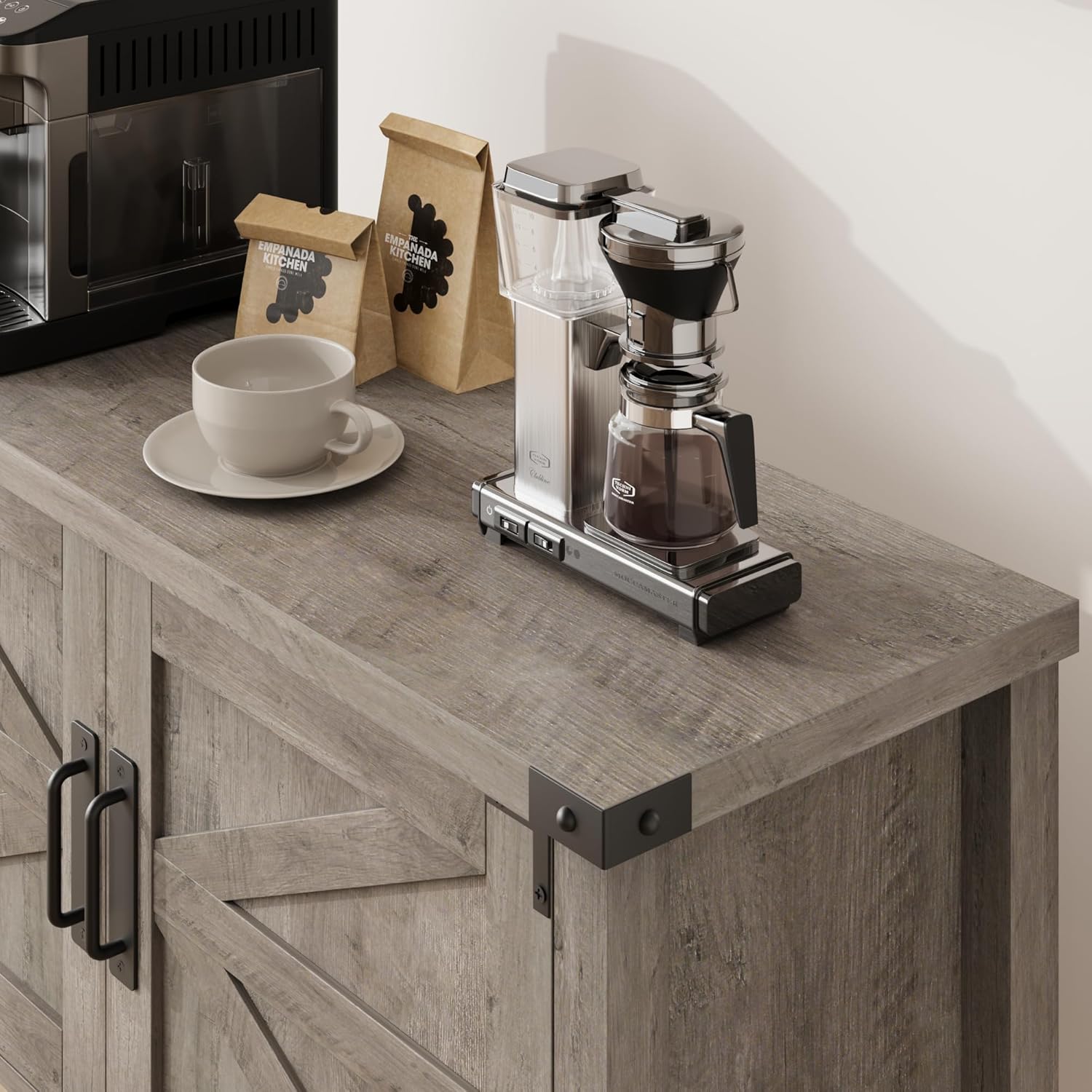 Garvee Farmhouse Console Table with 2-Door, Wood Coffee Bar Cabinet Sofa Table, Entryway Table with 2 Storage Cabinets, Farmhouse Buffet Sideboard for Kitchen, Living Room, Hallway, 32 Inch, Grey