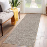 Garvee Runner Rugs 2x6 Washable Solid Runners for Hallway Kitchen, Non-Slip Low Pile, Faux Wool, Ultra-Thin, Pet Friendly - Brown