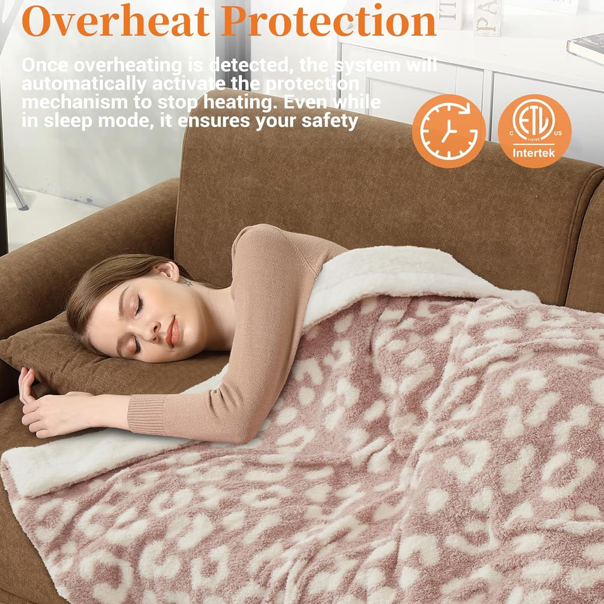Garvee Electric Blanket Heated Throw, Heated Blanket Soft Double Sherpa Super Cozy with 4 Heating Levels & 4 Hours Auto Off, Overheat Protection, Machine Washable, ETL Certification, Pink 50"x60"
