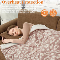 Garvee Electric Blanket Heated Throw, Heated Blanket Soft Double Sherpa Super Cozy with 4 Heating Levels & 4 Hours Auto Off, Overheat Protection, Machine Washable, ETL Certification, Pink 50"x60"