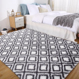 Garvee Area Rug 6x9 Rug Shag Rugs for Living Room Shaggy Rug Kids Rug Plush Rug Geometic Carpet Bedroom Rug Fluffy Rug Bedside Rug Soft Rug Non Skid Rug Modern Area Rug Large Rug - Gray & White