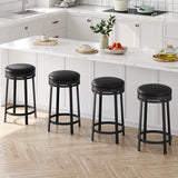 Garvee 24" Swivel Bar Stools Set of 4 with Footrest, Modern Counter Height Barstools with PU Leather Upholstered and Metal Frame, Backless Round Bar Stools for Kitchen Island, Black - Black