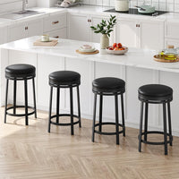 Stylish 24-inch black bar stools with smooth swivel and sturdy metal ftame