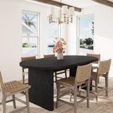 Garvee 63 Inch Oval Dining Table, Thick Sturdy Wooden Base, Farmhouse Style, Kitchen Living Room Office, Black - Black