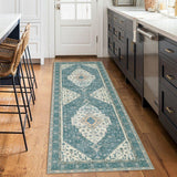 Garvee Green 2x6 Vintage Medallion Print Boho Area Rug, Washable Low Pile Carpet with Non-Slip Rubber Backing, Foldable Non-Shedding Floor Mat for Dining Room, Office, Bedroom, Living Room - Green