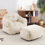 Garvee Bean Bag Chair with Ottoman, High-Density Foam, Soft Corduroy, Armrests, Foot Rest, Adults & Kids, Living Room - Pink