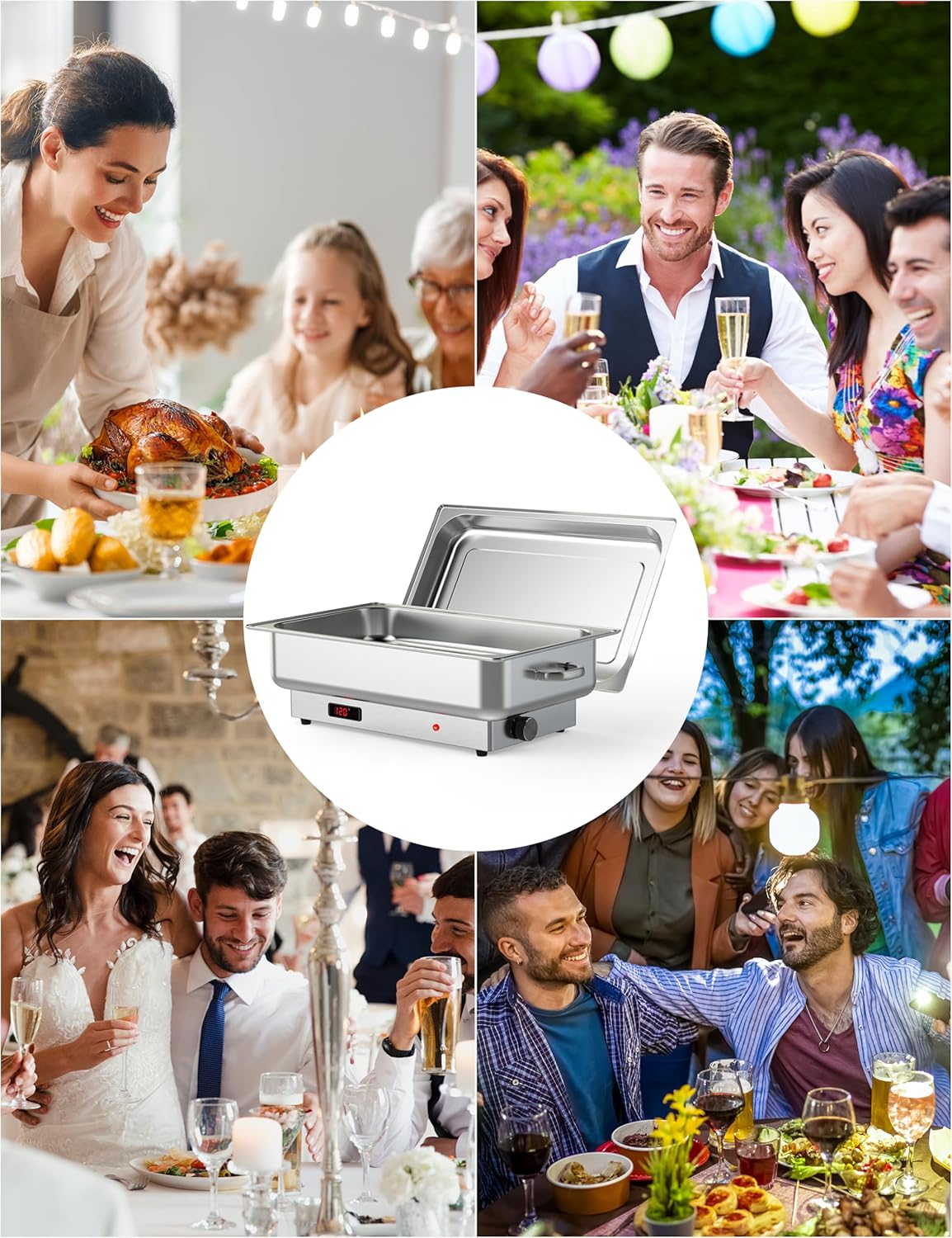 GARVEE 2 PACK Electric Chafing Dish Buffet Set 9 QT Buffet Servers and Warmers Digital Display Temperature Warming Tray Stainless Steel Food Warmer for Parties Weddings Caterings (Copy)