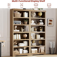 Garvee 6 Tier Bookshelf, 75" Tall Farmhouse Bookcase with Adjustable Shelves, 31.5" W Floor Standing Open Display Storage Rack with Anti-Slip Design for Home Office, Balcony, Library, Study / Living Room, Brown