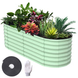 Garvee 6' X 3' X 2' Galvanized Raised Beds for Outdoor, Oval Raised Garden Bed with Open Base, Tool-Free Assembly Planter Raised Boxes for Outdoor Vegetables & Flowers, Green - Green