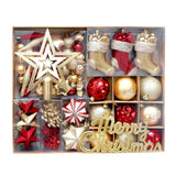 Garvee 70 Pcs Christmas Tree Ornaments Shatterproof Plastic Balls Glitter Stars Stockings Xmas Party Home Decor - Red & Gold