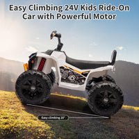 Garvee Ride - P Series: 24V 2-Seater Ride On ATV for Kids - 4-Wheel Battery Powered, High/Low Speed Modes, LED Lights, Music & Horn, Durable Wear-Resistant Wheels, Safe Non-Toxic Material, Outdoor Adventure - White