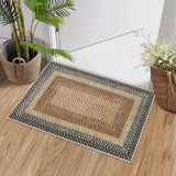 Garvee Bordered Sand/Bronze 2x3 Machine Washable Non Slip Low Pile Pet Friendly Braided Print Mat Stain Resistant for Entryway Bathroom Kitchen - Sand/Bronze