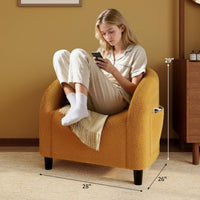 Garvee Accent Barrel Chair Boucle Club Chair with Sherpa Upholstery, Ergonomic Support, Durable Plastic Legs, Easy Assembly, for Living Room Bedroom, Yellow