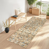 Garvee Modern Floral Brown 2x6 Area Rug Washable Kitchen Runner Rug Stain Resistant Easy Cleaning Throw Carpet With Non-Slip Backing Non Shedding Low Pile Floor Cover For Hallway Laundry Bedroom - Brown