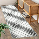 Garvee Runner Rug 2x6 Modern Plaid Area Rug Washable Rug Indoor Soft Entryway Runners Non Slip Kitchen Laundry Runner Rug Plaid Printed Accent Rug for Living Room Bedroom Fireplace Black - Black Gray