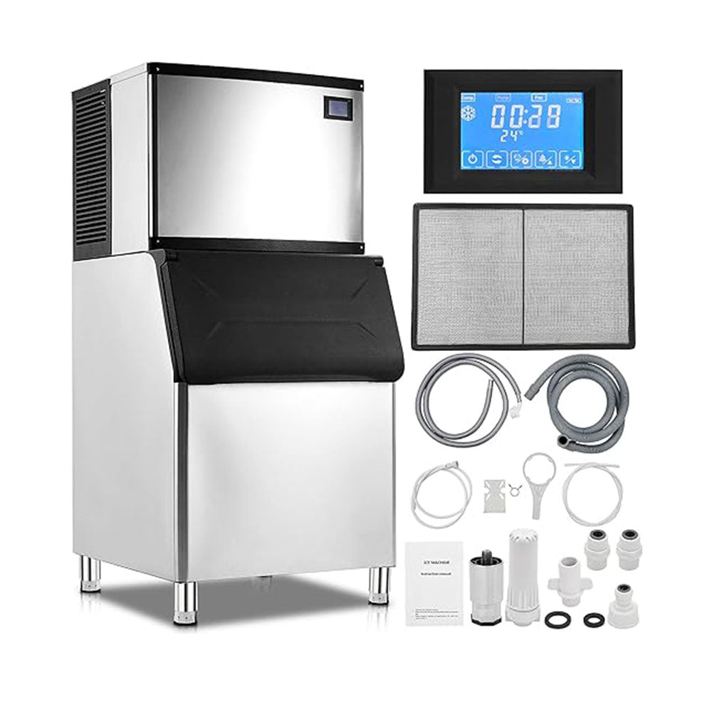 Garvee 550Lbs/24H Ice Maker ETL Approval 370 Lbs Storage Bin, Stainless Steel Clear Ice Cube Maker, 15x20 Ice Cube