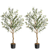 Garvee Artificial Olive Tree 4.25FT Tall Faux Silk Olive Trees for Home Office Decor with Natural Wood Trunk, Lifelike Fruits, Easy Assembly, Durable Silk, Safe Materials, Indoor Use - 4 Ft Olive Tree