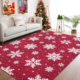 Garvee Christmas Rug Washable Area Rugs 4x6 Rug for Living Room Non Slip Entryway Rug Soft Non Shedding Throw Rugs Stain Resistant Room Decor Carpet for Dining Room Snow|Red 4'x6' - Red