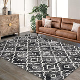 Garvee Living Room Rug 5x7 Boho Rug Modern Rug Washable Area Rugs for Bedroom Moroccan Geometric Office Carpet Distressed Dining Room Area Rugs Low Pile Farmhouse Trellis Rug Non Slip Grey - Gray