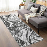 Garvee 2x6 Washable Runner Rug Modern Abstract Design For Kitchen Hallway Bedroom Grey Low Pile Non-Slip - Gray