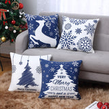 Garvee Christmas Velvet Pillow Covers 18×18 inches 4Packs Christmas Throw Pillow Covers Deer Snowflake Tree Pattern Cushion Case for Christmas Decoration for Couch Bed, Blue - Velvet Blue