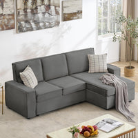 Garvee 95" Modern Kids L-Shaped Modular Sectional Sofa Deep Seated Comfy Cloud Couch with Chaise, Gray