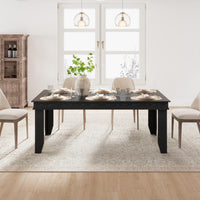 Garvee Farmhouse 71" Wood Rectangular Dining Table with L-Shaped Legs Suitable for 6-8 People for Dining Room, Black