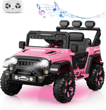 Garvee Ride - P Series: 3-6, Ride on Car with 2.4G Remote Control, 12V Battery Powered Electric Car for Kids with 3 Adjustable Speeds, Soft Start, Battery Display, Music, Pink