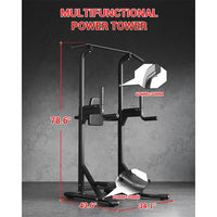 Garvee Pull Up Bar Free Standing Power Tower Dip Station For Home Gym 450LBS Capacity Black